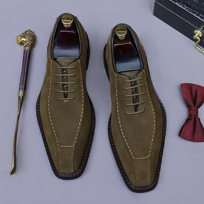 Cowhide Suede Derby Genuine Men's Shoes Leather - Classic