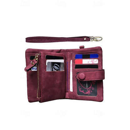 with Leather Women's Wrist Strap Faux Pink Wallet –