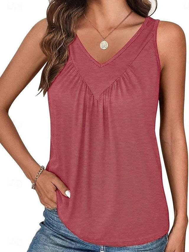 Women's Tank Top Ruched Plain Fashion Stylish Classic