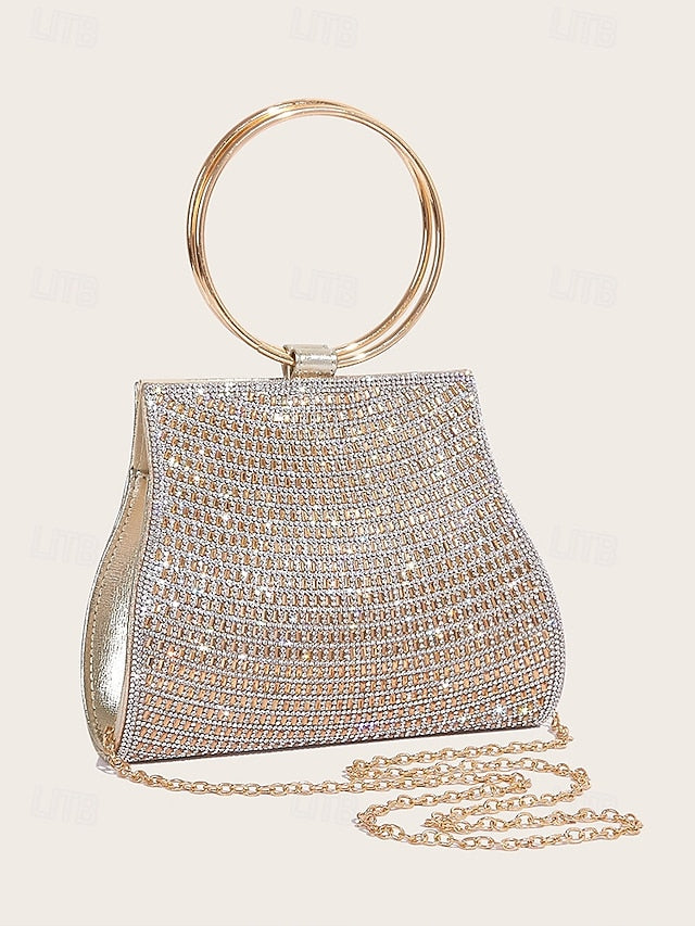 Handle Evening with Ring – Gold Crystal Elegant Clutch