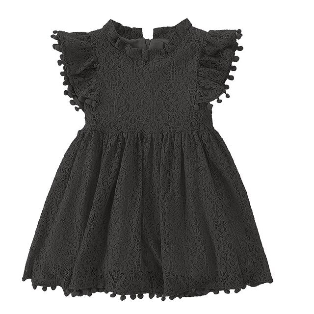 Solid Color Sleeve Girls' Short Party Dress Kids