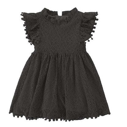 Solid Color Sleeve Girls' Short Party Dress Kids